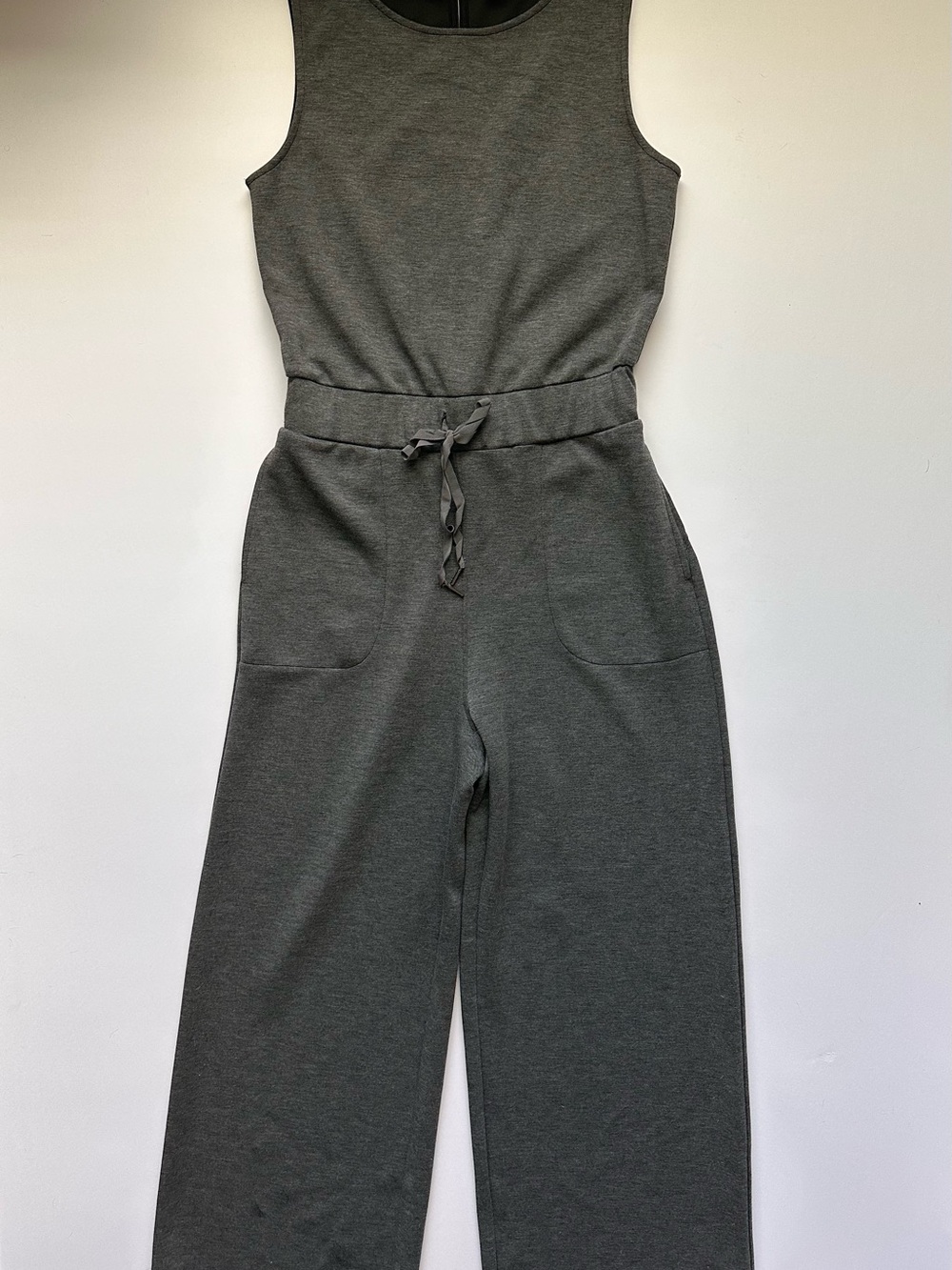 ANRABESS Sleeveless Gray Knit Jumpsuit with Drawstring Waist
